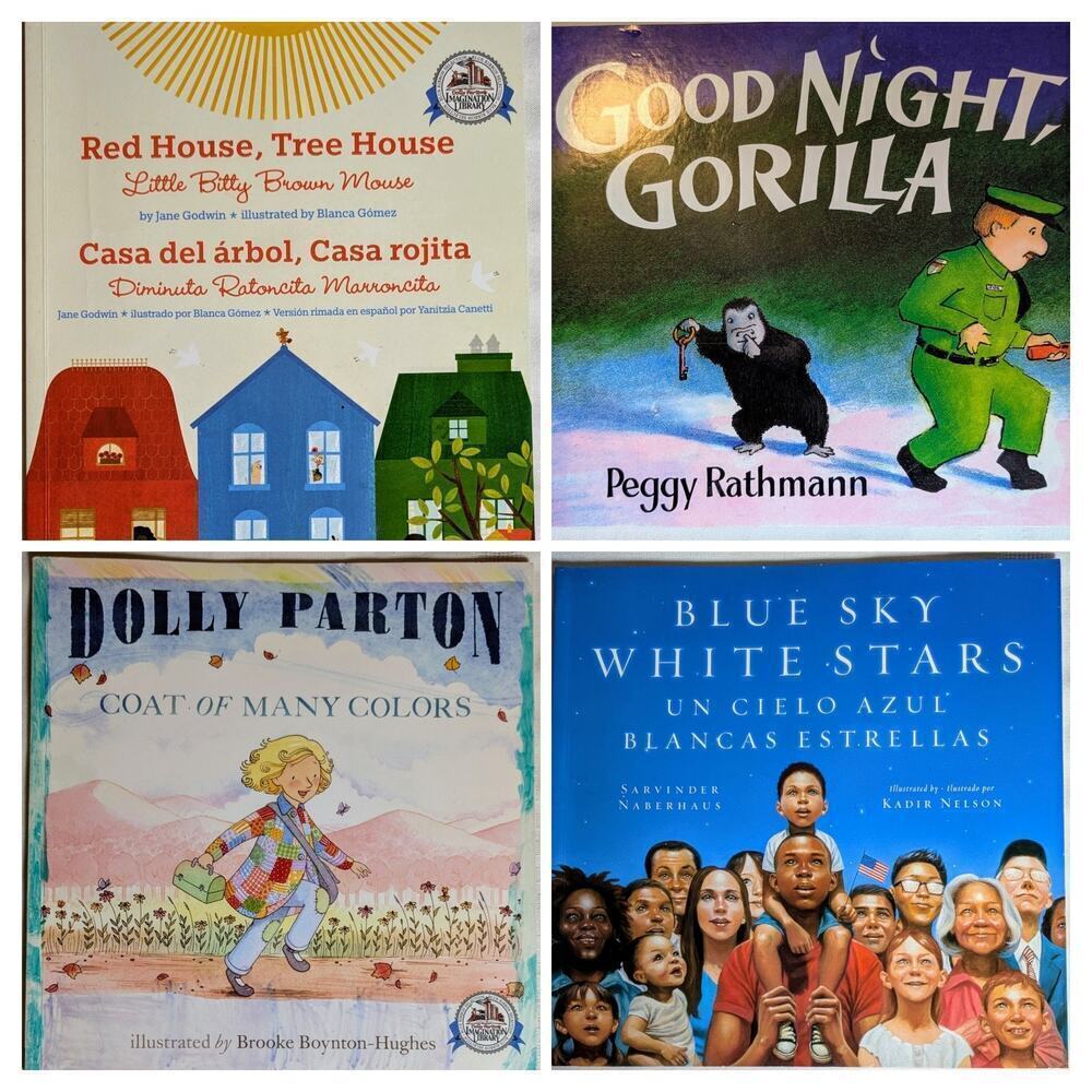 Set of 4 Softcover DOLLY PARTON'S IMAGINATION LIBRARY Books English/Spanish